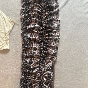 Snake Print Ruched Maxi Skirt with one shoulder sleeve top